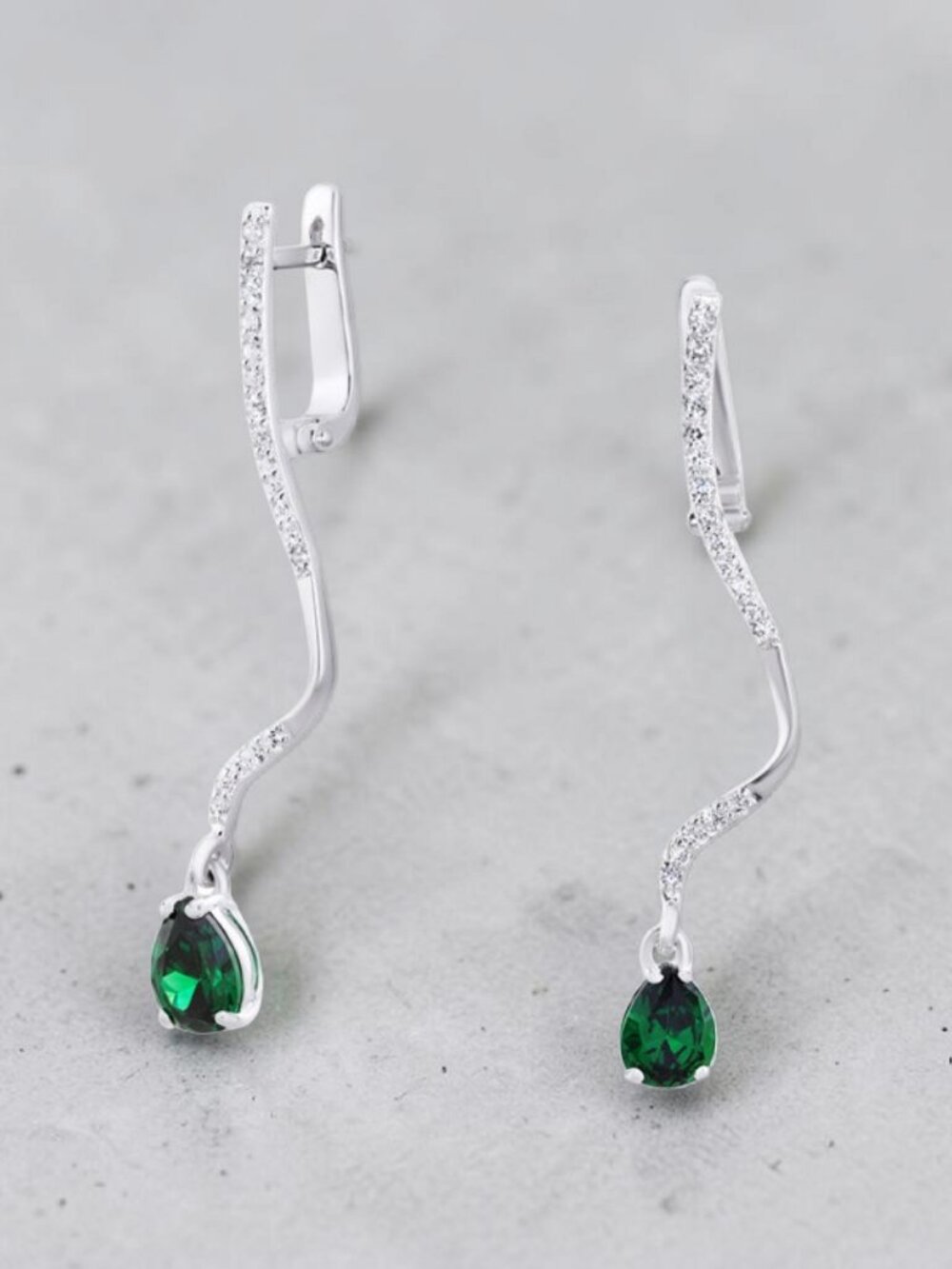 Sterling Silver CZ Drop Earrings